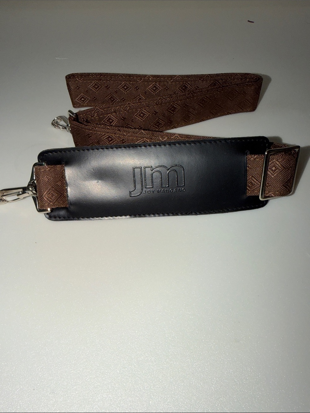 Joy Mangano Brown Woven Adjustable Shoulder Strap with Black Leather Pad